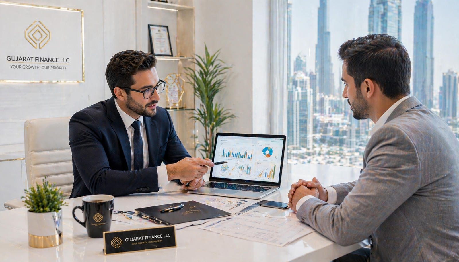 Financial advisor explaining strategy